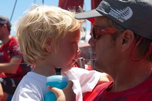 Chris Nicholson says farewell to his son Banjo.